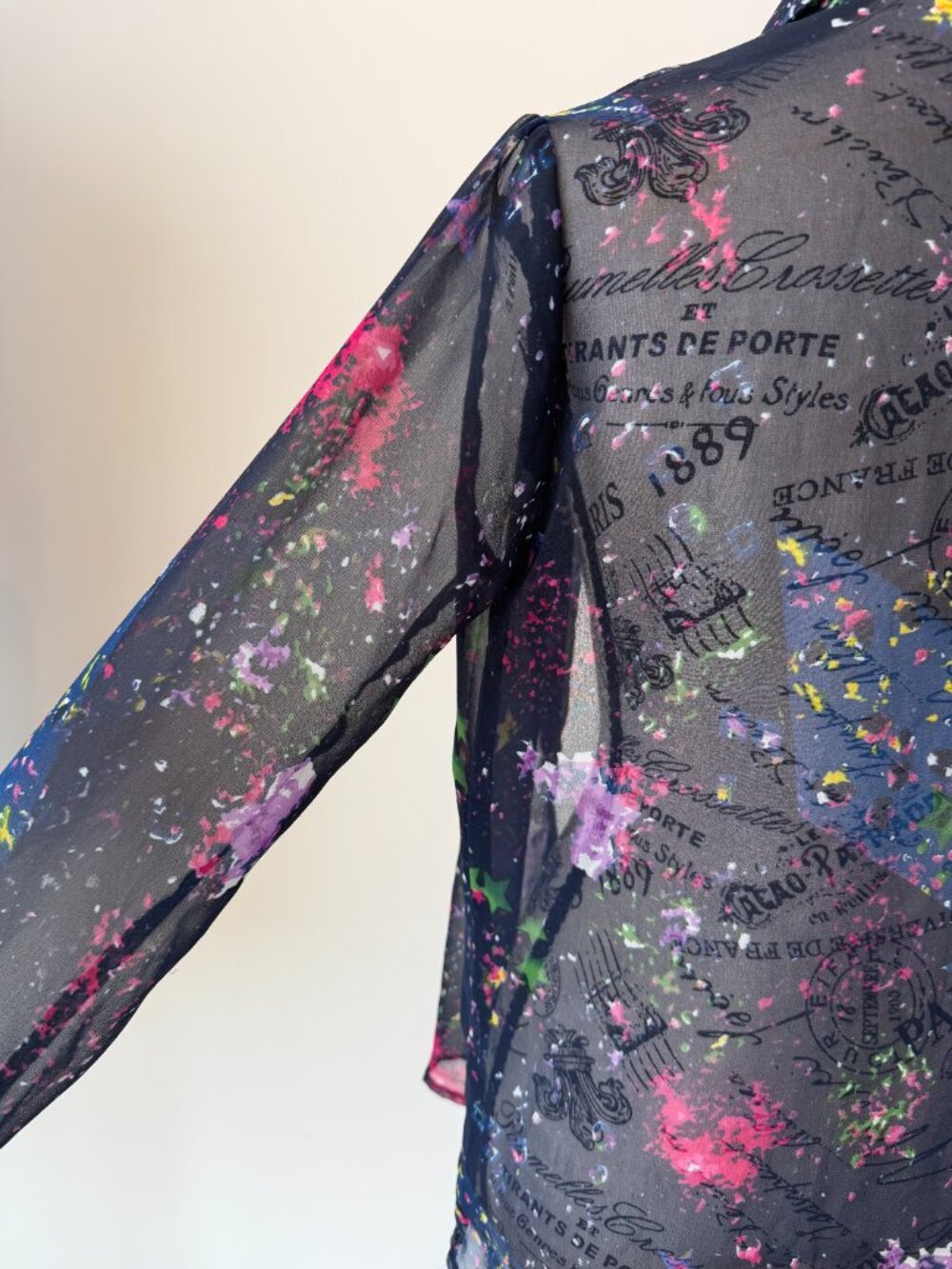 Dex Sheer Abstract Print Chiffon Blouse in purple - Picture 5 of 10